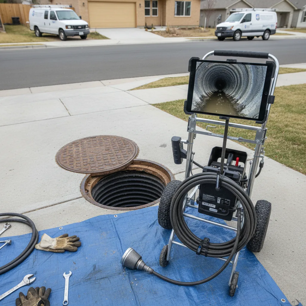 Sewer Line Service work in progress